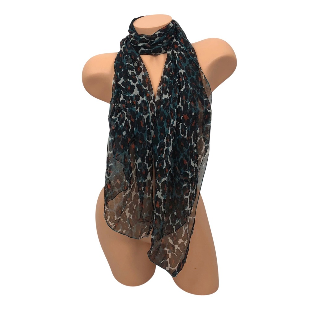 Leopard Cheetah Print Sheer‎ Chiffon Skinny Rectangle Scarf Animal Print